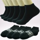 12 Pairs Men Plain Black Sports Athletic Thick Cotton  Socks Ankle Low Cut Size 10-13
