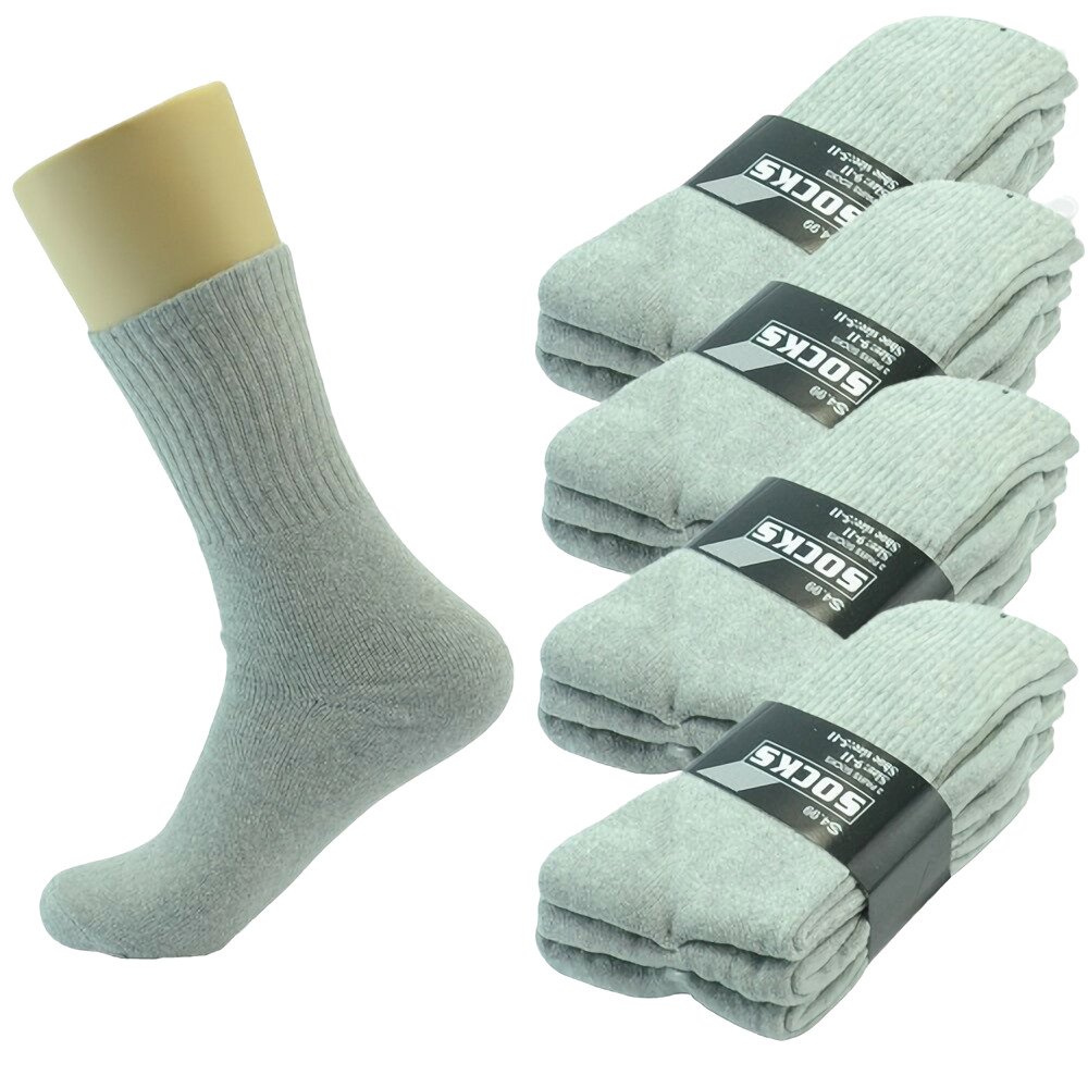 Gray 3 Pairs Ankle Quarter Crew Mens Socks Cotton Long Size 9-11 Sports