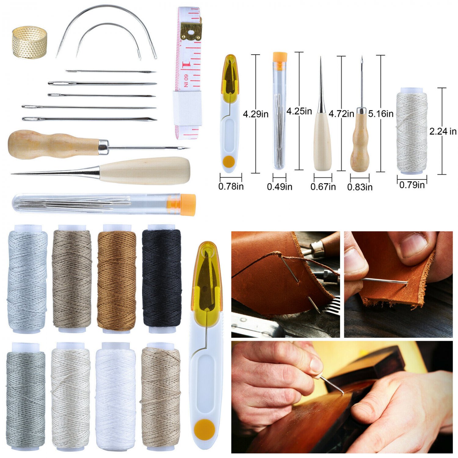 29x Leather Working Tools Kit Set Sewing Craft Supplies Stitching Making Groover