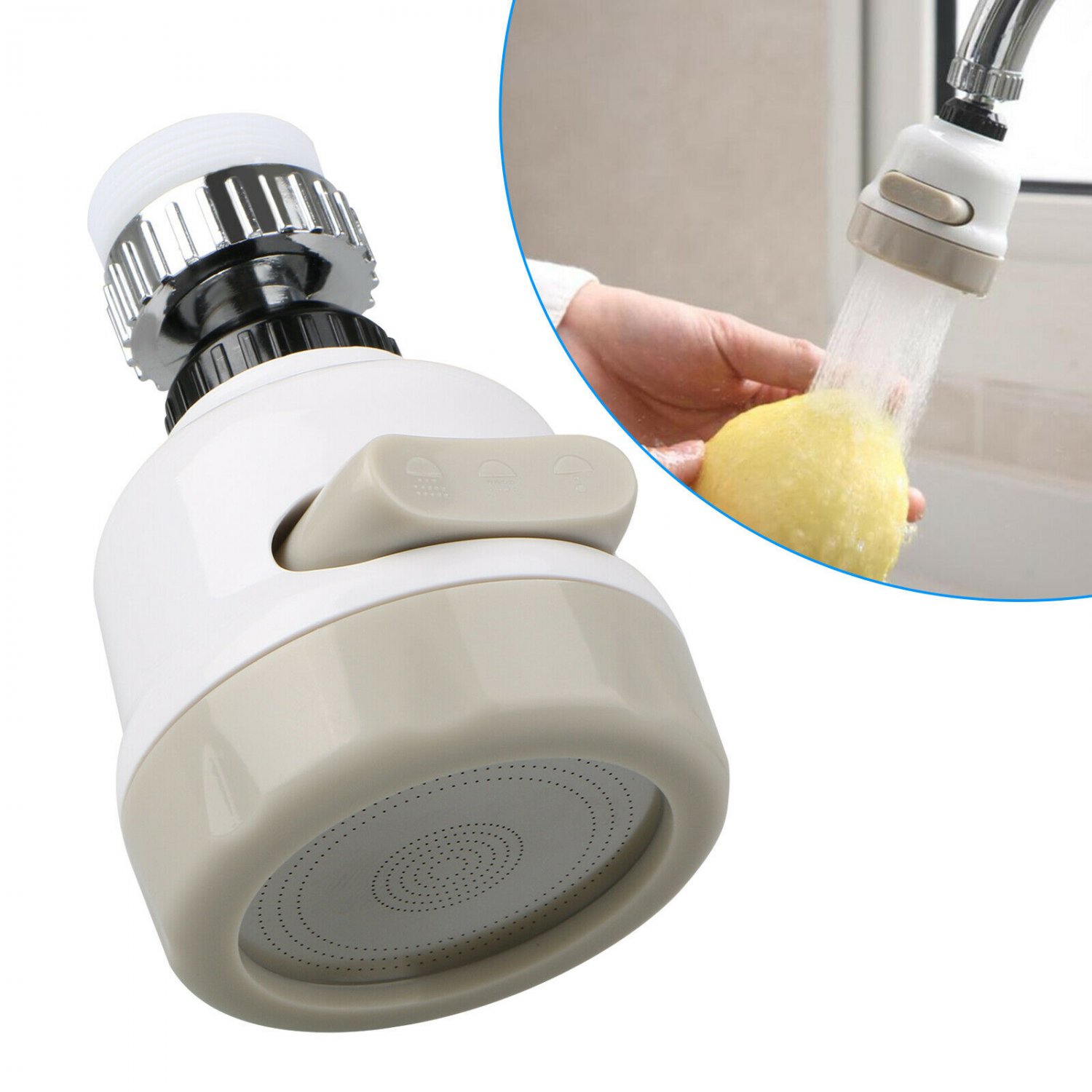 360 DEGREE ROTATING FAUCET Moveable Kitchen Tap Head Water Saving Filter Sprayer
