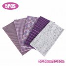 5 pcs DIY Assorted Pre Cut Charm 50X50cm Cotton Squares Quilt Fabric Quarter color PURPLE