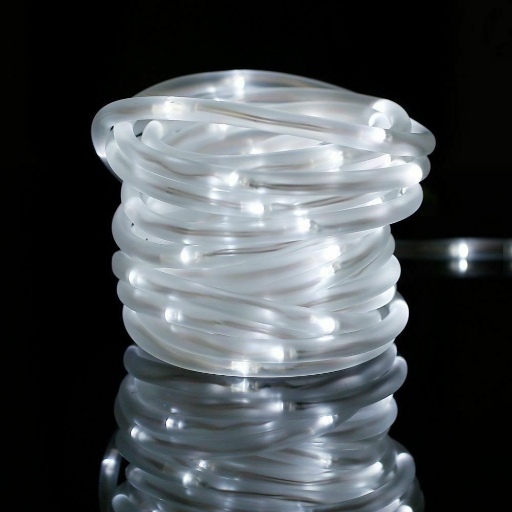 39FT 100LEDS WHITE Solar Rope Tube Fairy Lights LED String Waterproof Outdoor Garden 1 pack