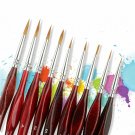 9X Miniature Paint Brush Set Professional Sable Hair Fine Detail Art Nail Model RED