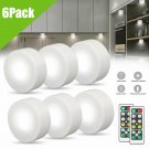 6 Pack Dimmable 3 LED Under Cabinet Light Wireless Puck Lamp With Remote Control
