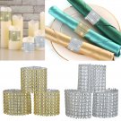 50 pcs Gold Napkin Rings Buckle Diamond Rhinestone Mesh Wrap For Wedding Party DIY