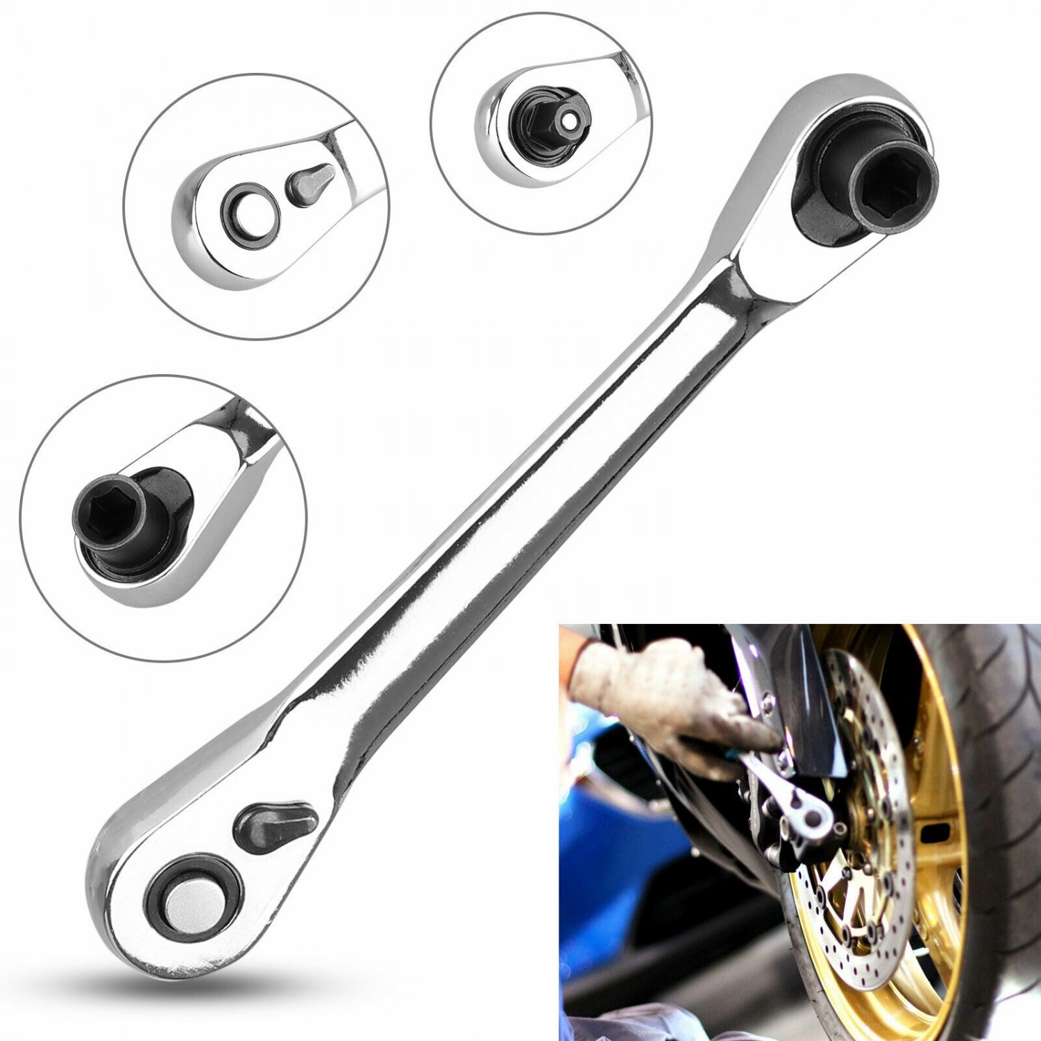 Mini Double Head Fast Ratchet Wrench Bit Socket Wrench Screwdriver Tool 130mm