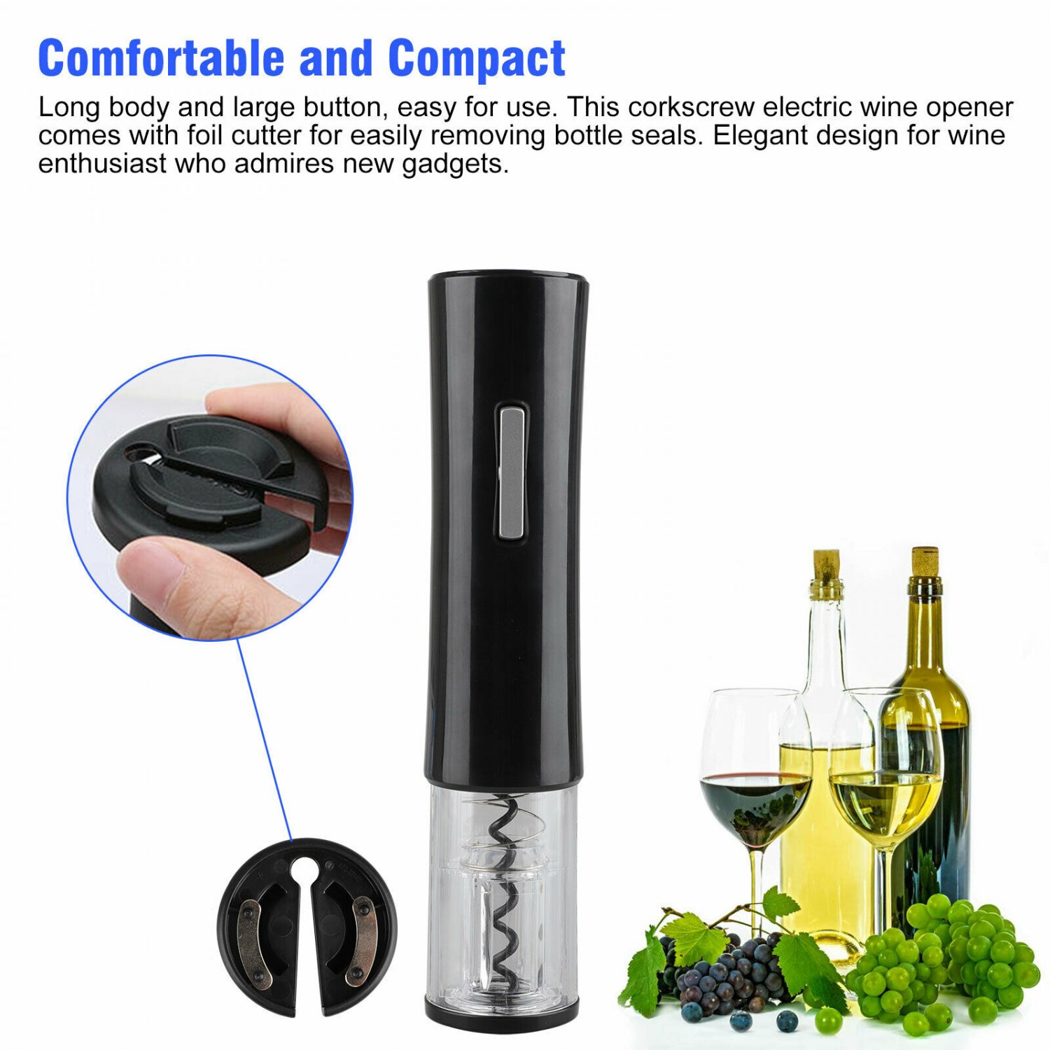 Electric Wine Bottle Opener Corkscrew With Pourer Foil Cutter Vacuum Stopper Set