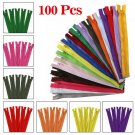 100Pcs 9 Inch Nylon Coil Zippers Bulk for Sewing Crafters Assorted 20 Colors DIY