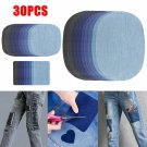 30pcs DIY Iron on Denim Fabric Patches Clothing Jeans Repair Kit 3 Sizes 5 color