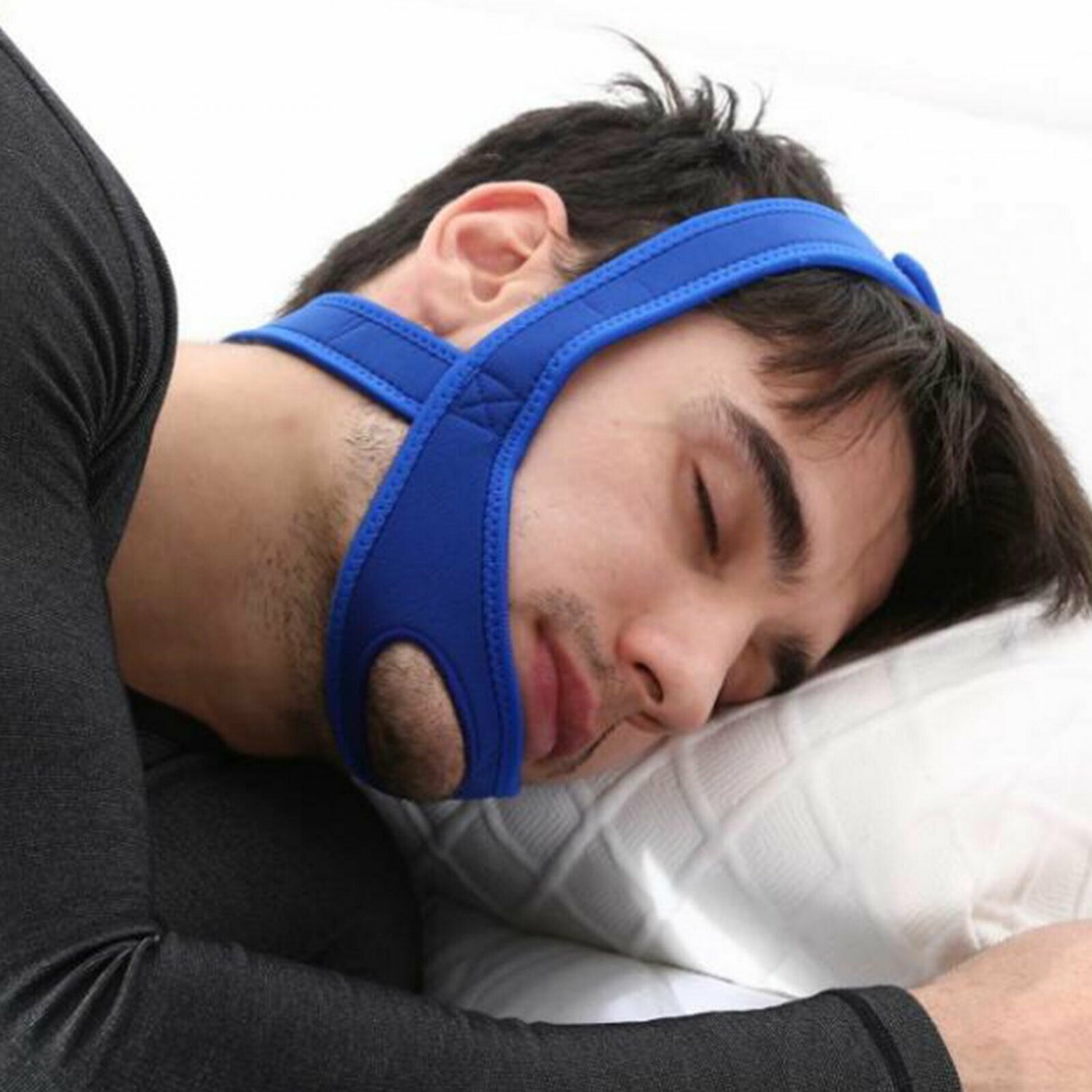 Anti Snore Chin Strap Stop Snoring Sleep Apnea Belt Jaw Support Solution Safety Blue