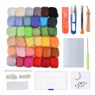 50 Colors Wool Fibre Roving DIY Needles Felting Starter Kit Handcraft Mat Tools Needle and wool A