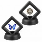 2pcs Square 3D Albums Floating Coin Display Frame Holder Box Case with Stand Black