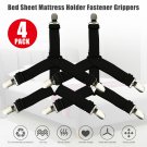 4 Fitted Bed Mattress Sheet Clips Grippers Strap Suspender Fastener Holder Clamp