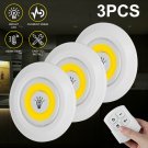 3pcs Wireless LED Puck Lights Closet Under Cabinet Lighting With Remote Control Warm White