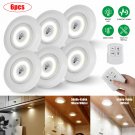6pcs Wireless LED Puck Lights Closet Under Cabinet Lighting With Remote Control White