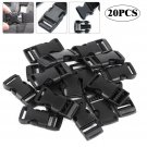 20 Pieces 1 inch Plastic Black Strap Webbing Side Release Buckle Backpack