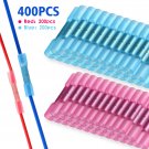 400pc Heat Shrink Butt Wire Splice Connectors Crimp Terminals Red Blue 22-14 AWG