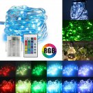 16ft 50LED Copper Battery Powered Multi Color Changing String Lights With Remote