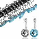 White  Double Hooks Rhinestone Crystal Shower Curtain Rings Stainless Steel 12PCS Decor