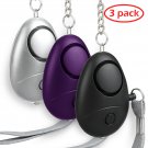 3 Pack Emergency Personal Alarm Keychain 140dB Safe Self-Defense with LED Light