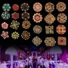 Lot 24 pc Mixed Multi-Color Rhinestone Crystal Brooch Pins DIY Wedding Bouquet
