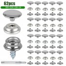 62Pcs Metal Heavy Duty Fastener Snap Press Stud Cap Button Base Kit Marine Boat