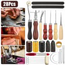 28PCS Leather Craft Working Tools Kit Hand Sewing Supplies Stitching Groover