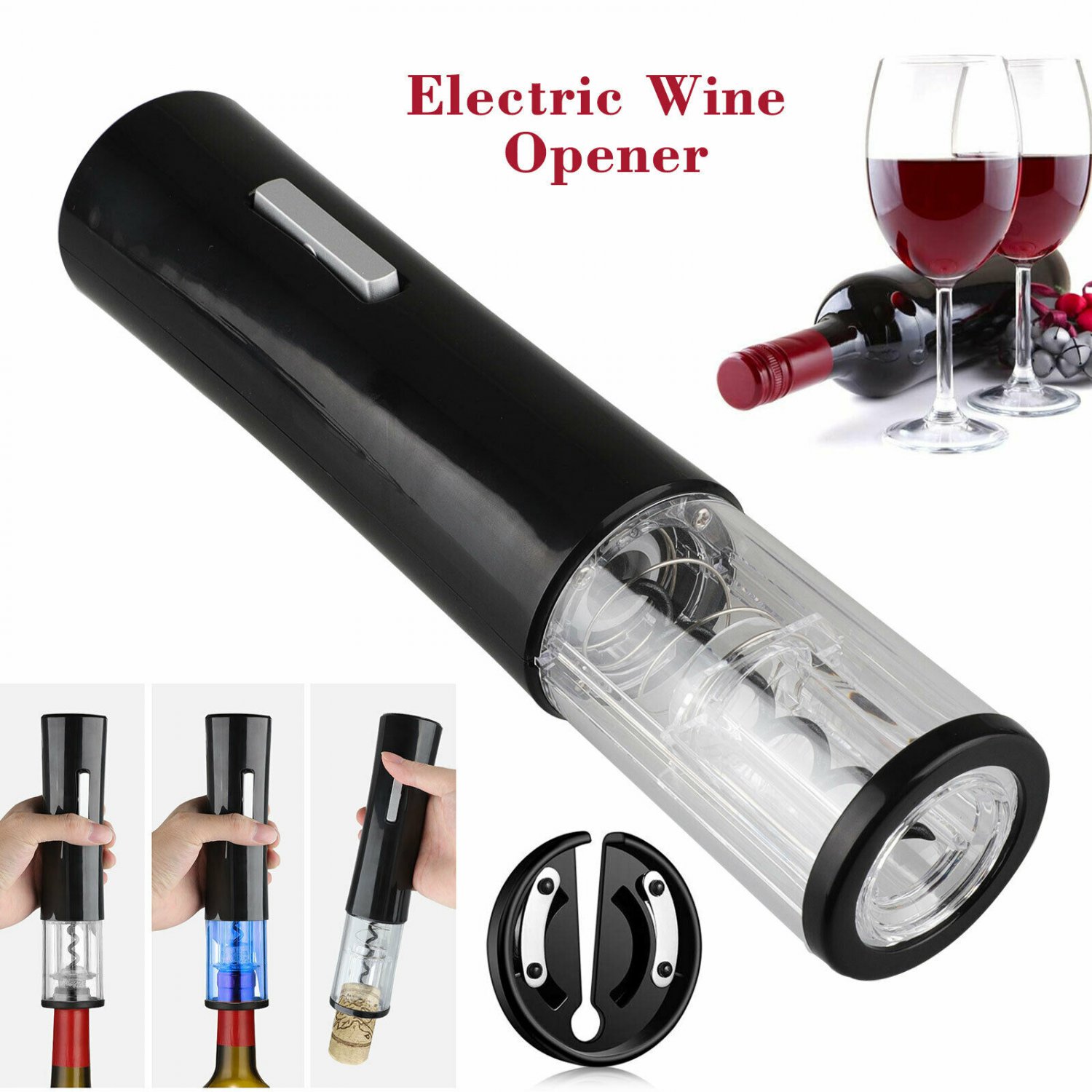 Electric Automatic Wine Bottle Opener with Foil Cutter Rechargeable Corkscrew