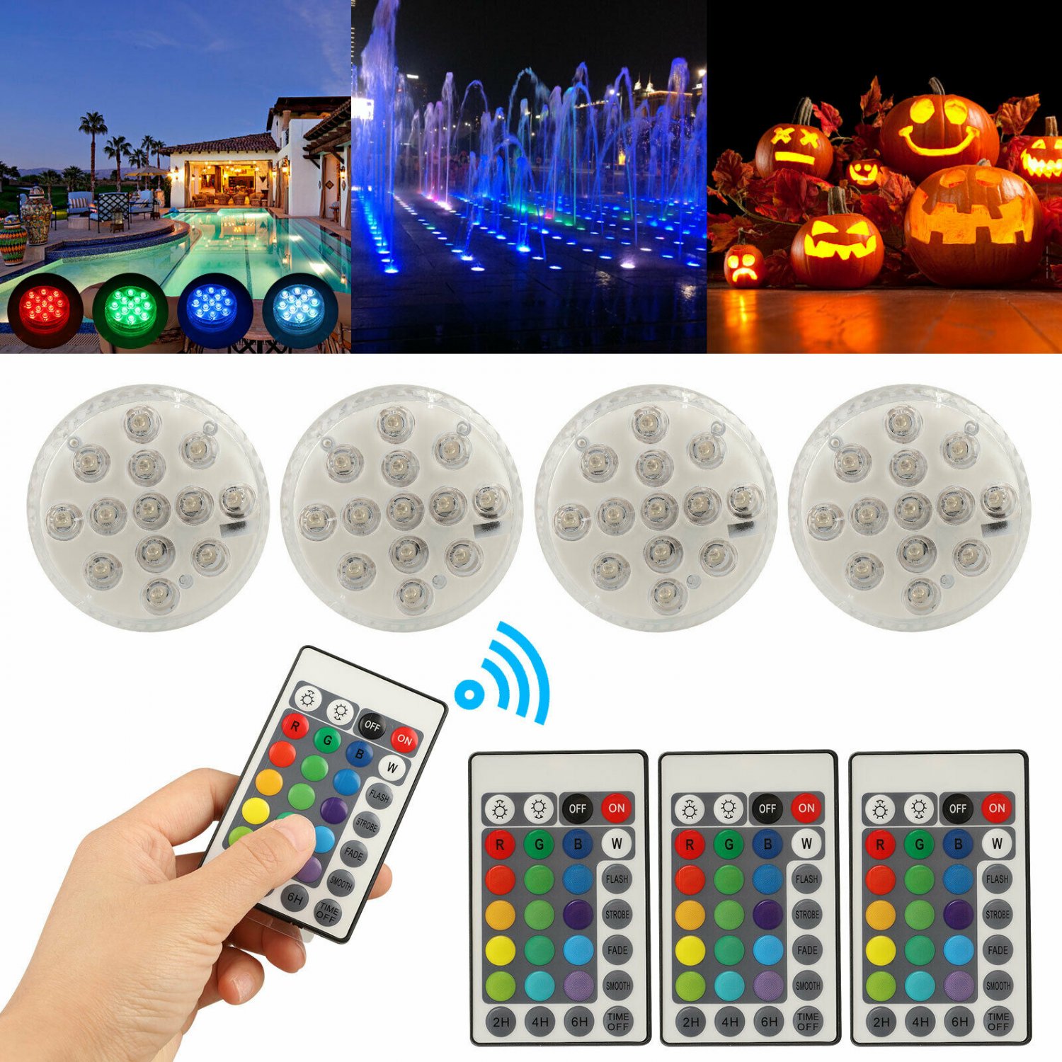 Submersible LED Bulb Underwater Light Fountain Swimming Pool Lamp Remote Control 1 pcs
