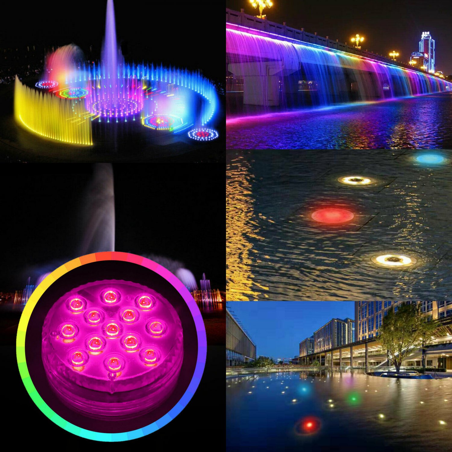 Submersible LED Bulb Underwater Light Fountain Swimming Pool Lamp Remote Control 2pcs
