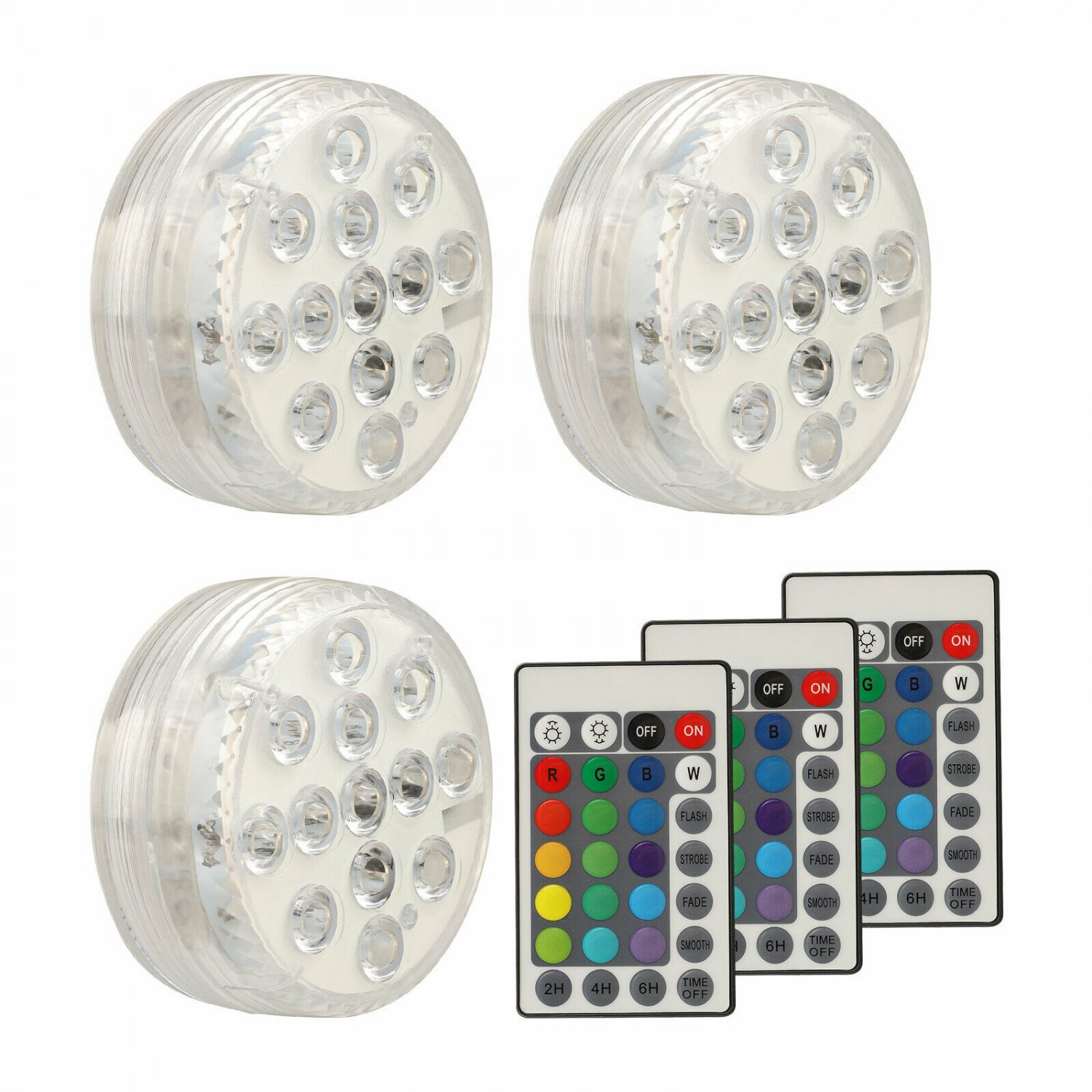 Submersible LED Bulb Underwater Light Fountain Swimming Pool Lamp Remote Control 3pcs