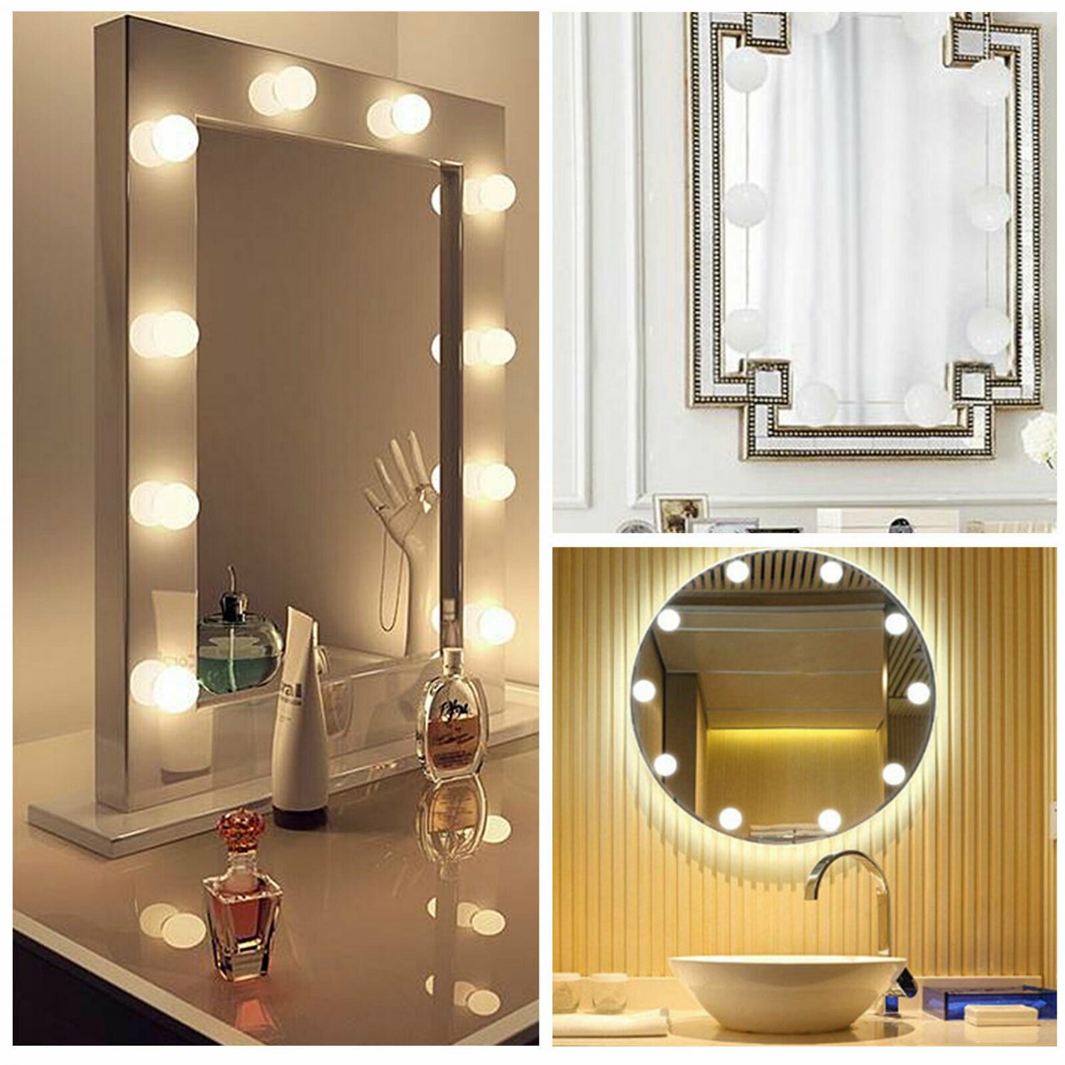 10 LED Make Up Mirror Lights Kit Bulbs Vanity Light Dimmable Lamp