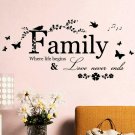Family Butterfly Flower Art Vinyl Quote Wall Stickers Decals Room Home Decor