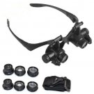 Magnifier Loupe Glasses With LED Light 8 Double Eye Jewelry Watch Repair  Lens