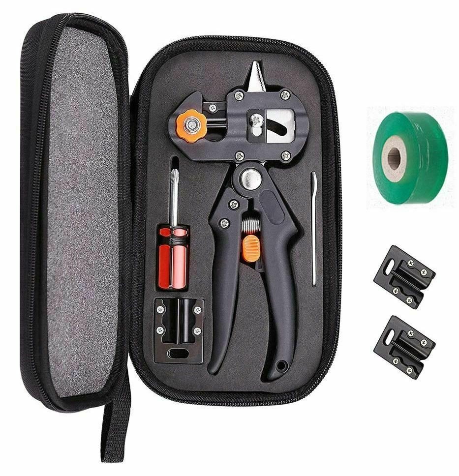 Grafting Pruning Pruner Shears Cutting Tool Kit hard case with 2cm Film Tape