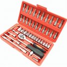 46 Pieces 0,25 Inch Drive Socket Ratchet Wrench Bit Bits Repair Tools Tool Kit Auto