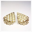 Golden Triangle Clip Earrings With Rhinestones Pavè