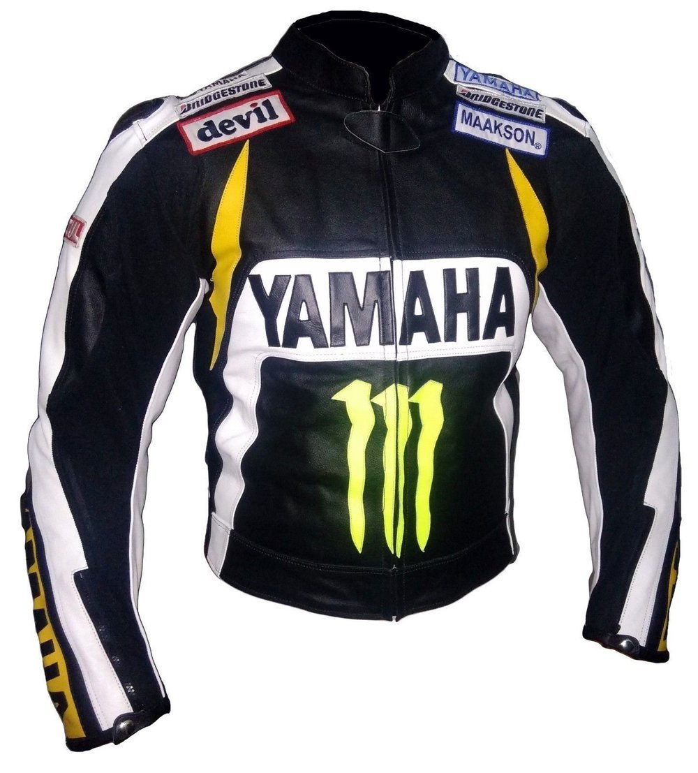 YAMAHA Monster Motorcycle/ Motorbike Leather Jacket MotoGP Racing ...