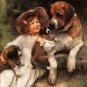 LITTLE GIRL AND HER DOGS OIL PAINTING ON CANVAS 20"X24"