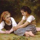 TWO GIRLS OIL PAINTING ON CANVAS 20"X24"