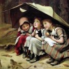 THREE LITTLE GIRLS OIL PAINTING ON CANVAS 20"X24"