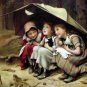 THREE LITTLE GIRLS OIL PAINTING ON CANVAS 20"X24"