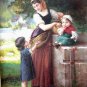MUM AND HER KIDS OIL PAINTING ON CANVAS 20"X24"