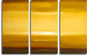 3 PIECES ABSTRACT OIL PAINTING ON CANVAS 12"X32"X3 PIECES