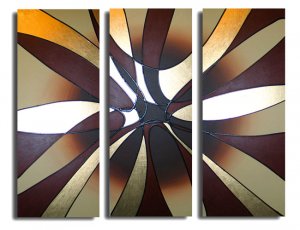 3 PIECES ABSTRACT OIL PAINTING ON CANVAS 12"X32"X3 PIECES