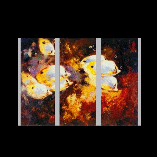 3 PIECES ABSTRACT OIL PAINTING ON CANVAS 12"X32"X3 PIECES