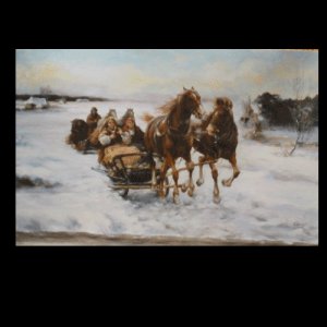 SLEIGH RIDER ON CANVAS 20"X24"