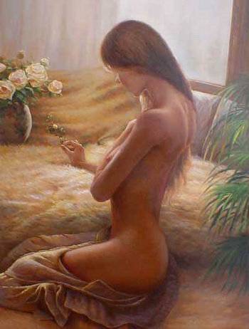 NUDE GIRL OIL PAINTING ON CANVAS 20"x24