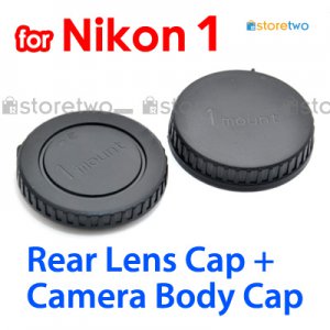 Rear Lens + Camera Body Caps for Nikon 1 Camera