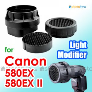 3-in-1 Stacking Honeycomb Grid Light Modifier System for Canon Speedlite 580EX II